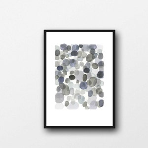 pebble art, neutral colors, modern painting, abstract painting, Abstract Art, Watercolor painting, watercolor grey watercolor print image 1