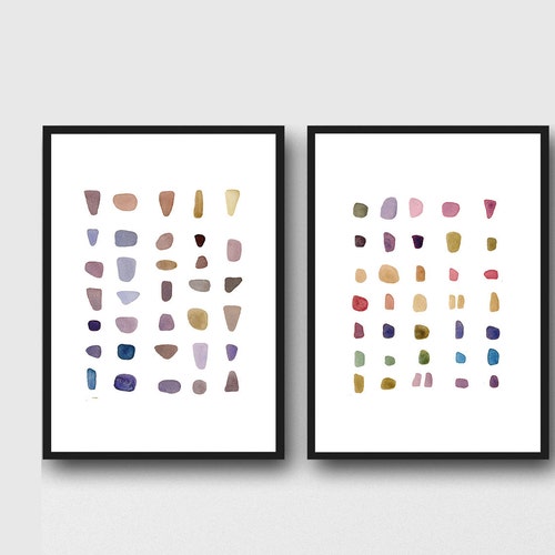 Minimalist Wall Art Watercolor Paintings Prints Set of Two Etsy