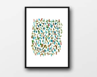 Contemporary Abstract Watercolor Painting, Sea glass Art, Watercolor Print Beach Finds