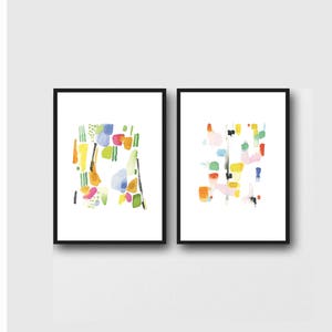 Set of 2 prints, Minimalist Wall Art, Colorful Watercolor Paintings, Abstract Watercolor Art prints