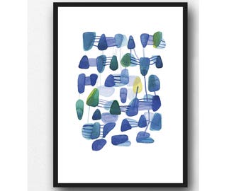 Abstract Watercolor print, blue abstract watercolor painting, connections, abstract modern art, watercolor Giclee