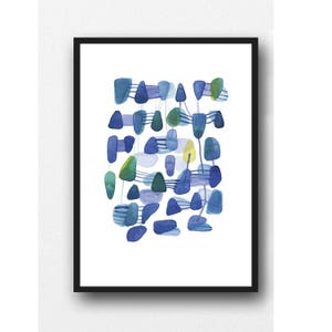 Abstract Watercolor print, blue abstract watercolor painting, connections, abstract modern art, watercolor Giclee