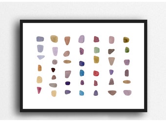 pebble art, Abstract watercolor painting, zen decor, abstract painting pebbles, minimalist home decor