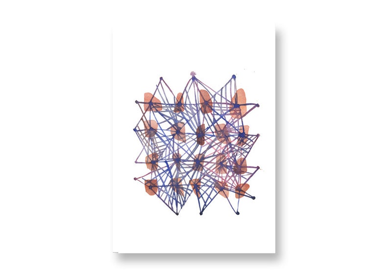 Watercolor painting watercolor print Connecting the dots abstract watercolor painting