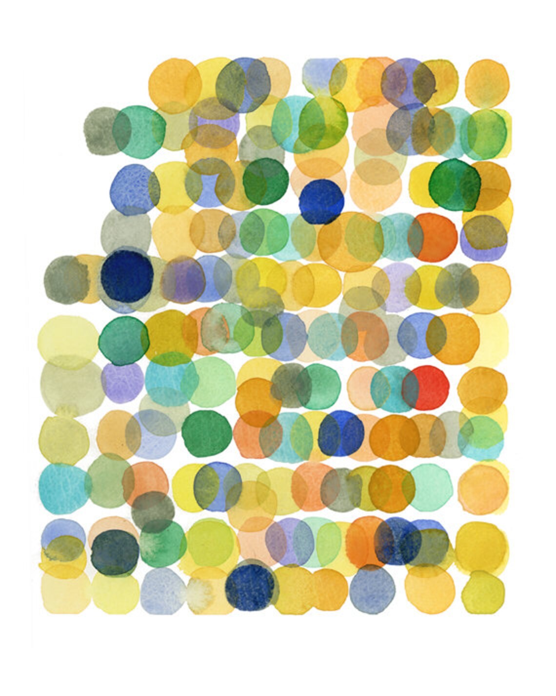 Watercolor Yellow Dots Colorful Wall Decor Watercolor Print Etsy