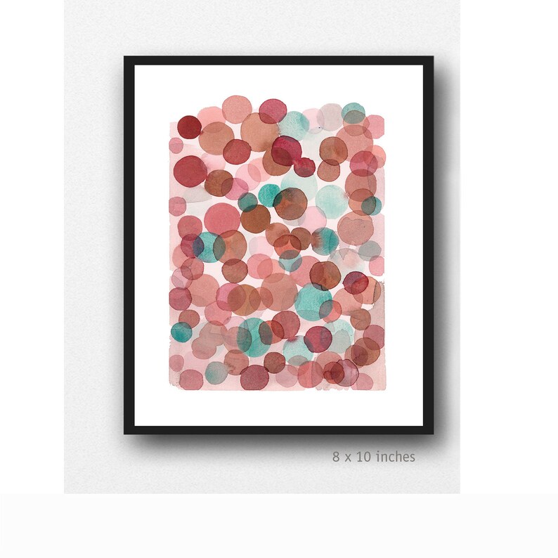 Abstract Watercolor Painting Red Green Wall Art Living Room Etsy