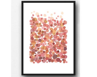 Living coral Abstract watercolor painting, Baby Shower gift