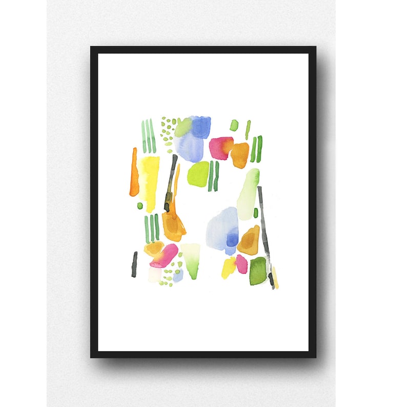 Set of 2 prints, Minimalist Wall Art, Colorful Watercolor Paintings, Abstract Watercolor Art prints image 2