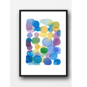 Abstract Watercolor Painting, colored dots, Ultra Violet watercolor print, Art print, wall decor, colorful painting, modern art