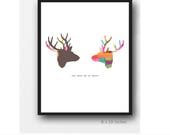 Fun Gift for Him, gift for Boyfriend, Deer print, colorful wall art, gift for Husband, gift for her