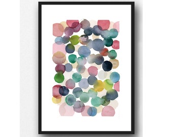 watercolor bubbles, Abstract painting Watercolor print, pink bubbles, Nursery room decor, giclee art print, watercolor painting