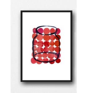 Red Circles, Modern Kitchen Art, Bright Colorful Print, Affordable Art, Gift For Daughter