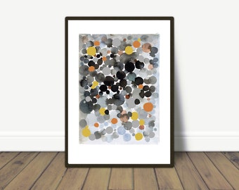 Abstract Watercolor Black painting, dots, black space, watercolor print, abstract painting bubbles