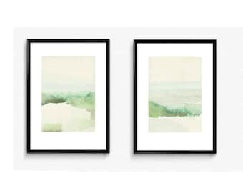 Landscape Print, Set of 2 Watercolor Paintings Landscape Netherlands, Abstract landscape painting | set of 2 watercolor Prints