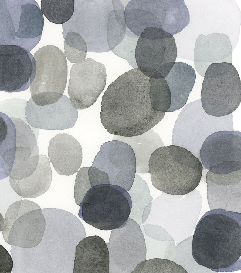 pebble art, neutral colors, modern painting, abstract painting, Abstract Art, Watercolor painting, watercolor grey watercolor print image 5