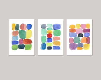 Colorful Abstract Art, Set of 3 Prints, Watercolor prints, Watercolor Art, Abstract paintings, Colorful home decor