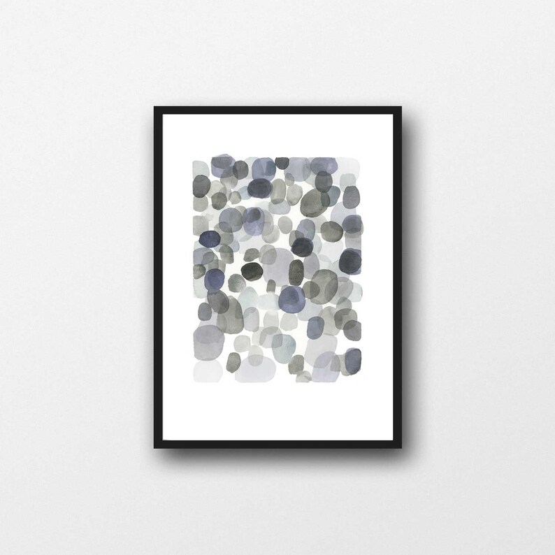 pebble art, neutral colors, modern painting, abstract painting, Abstract Art, Watercolor painting, watercolor grey watercolor print image 3