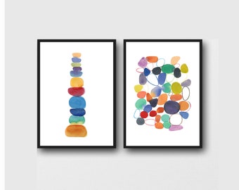 Colorful Art, Set of 2 digital prints, Instant Download, Printable Wall Art Prints