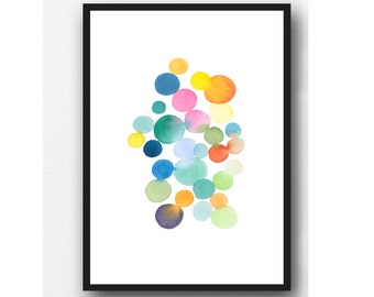 Modern watercolor art print, Abstract Watercolor painting, colorful wall art, Nursery decor