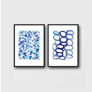 Blue watercolor prints,  Blue Wall Art, Abstract Watercolor Art, connections