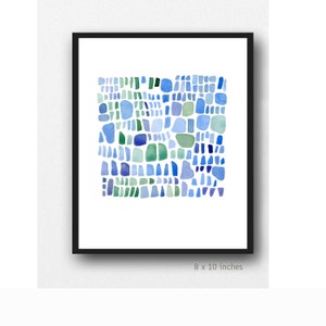 Blue Sea glass art, Abstract Painting, Bathroom Wall Art