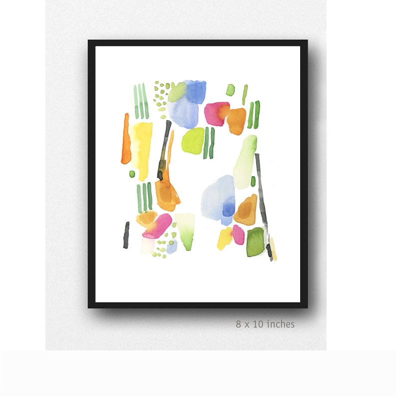 Set of 2 prints, Minimalist Wall Art, Colorful Watercolor Paintings, Abstract Watercolor Art prints 8 x 10 inches
