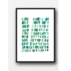 Emerald Green watercolor painting, Sea Glass Art Print, Bathroom Art, Beach House Decor