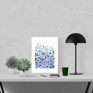 Abstract Watercolor Print, Minimalist Watercolor Painting Cobalt Blue Bubbles, Waterdrop Art abstract print image 4