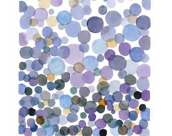 Abstract Watercolor Painting Purple Lavender bubbles, Original Painting