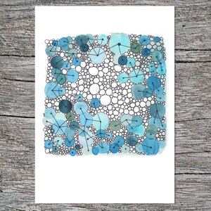 Abstract Watercolor, Blue Bathroom decor, Watercolor print, connections, dot and line image 3