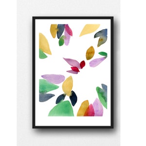 Colorful watercolor painting, Autumn series, Abstract watercolor print Watercolor art, colorful home decor image 1