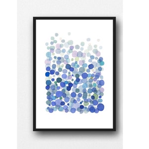 Blue Watercolor Print, Minimal Abstract Painting, Modern Wall Art for Bathroom