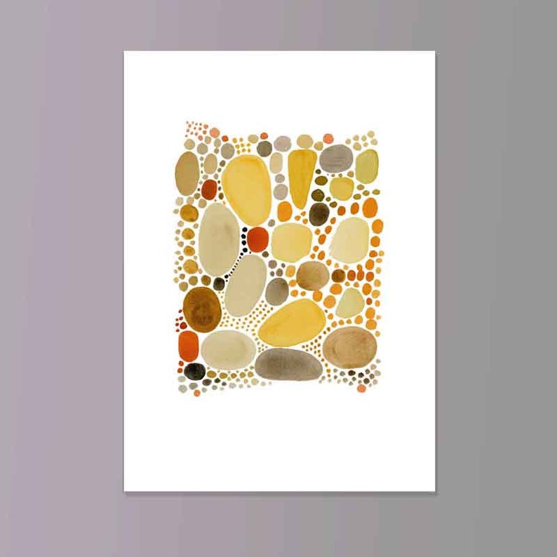 Yellow pebbles Fine art print giclee Watercolor painting abstract painting image 6