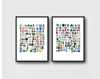 Wall Art Set of 2 Abstract Prints, Colorful Modern Art, Abstract Watercolor Paintings