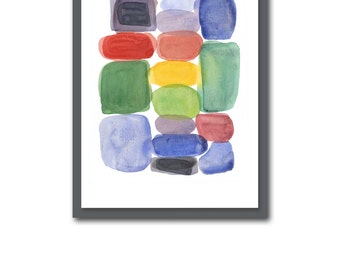 Abstract Colorful Watercolor Painting, Modern Wall Art