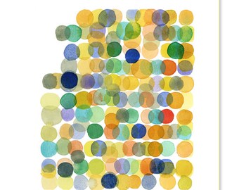 Watercolor yellow dots colorful wall decor watercolor print abstract watercolor painting