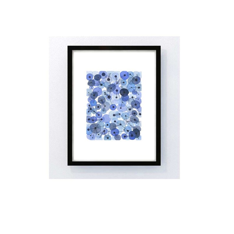 Bubbles Blue Dots Abstract Art Painting Ultramarine Dots Etsy