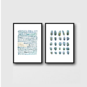 Set of 2 Abstract Watercolor Art Prints, Blue Wall Art