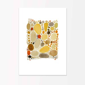 Yellow pebbles Fine art print giclee Watercolor painting abstract painting image 5