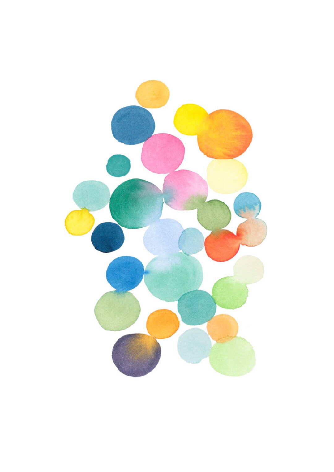 Art Print Watercolor Colored Dots Connected Colorful Wall Decor
