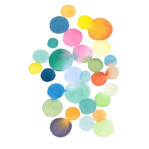 Art print Watercolor colored dots connected colorful wall decor watercolor print abstract watercolor painting, large print