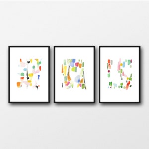 Abstract Paintings, Set of 3 Prints, Colorful Gallery Wall Art, Abstract Watercolor Art prints