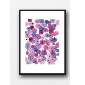 Pink Circles, watercolor print, Abstract Watercolor Painting, Connections