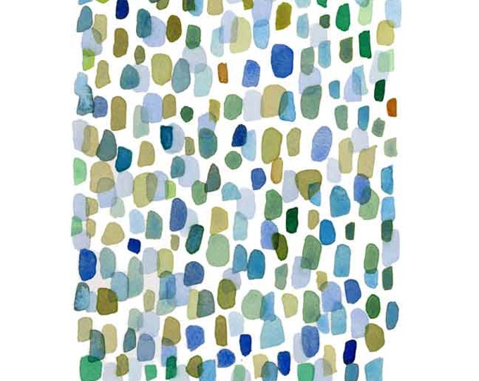 Featured listing image: Abstract watercolor painting, Rain, Watercolor print, Watercolor art blue-green dots