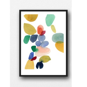 Modern Abstract Colorful Watercolor Painting, Multicolored Contemporary Wall Art