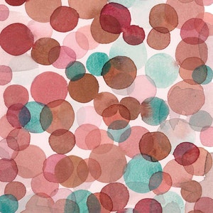 Abstract Watercolor painting, Fine art print with red and green circles