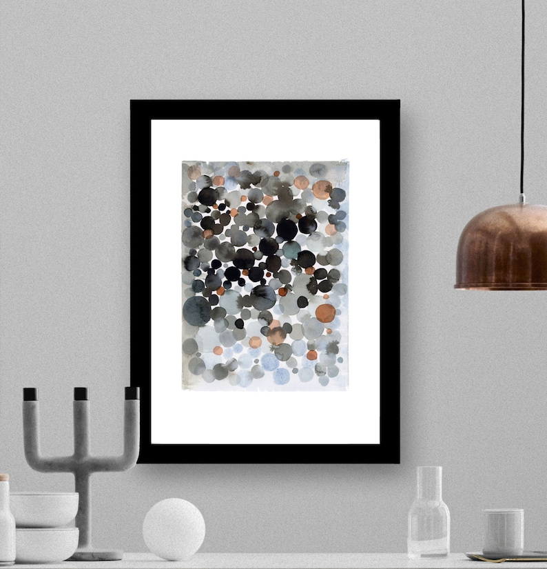 Black Abstract Watercolor Painting, Modern Art for Living room image 2