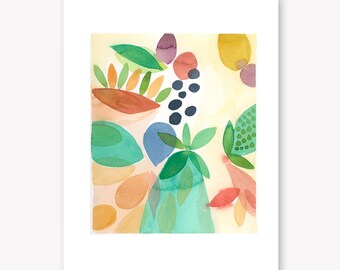 Abstract watercolor - Original watercolor painting - Floral watercolor green olives