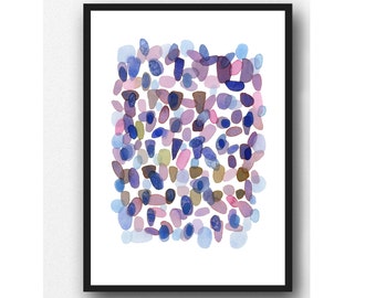 Abstract Watercolor Painting, Purple plum Watercolor Print, Modern Wall Art