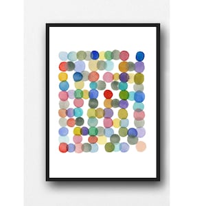 Abstract Watercolor Circles, Colorful art print by Louise van Terheijden, Happy art for nursery room.